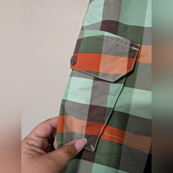Plaid Snow Pants Pants - Green and Orange - Picture 3 of 15